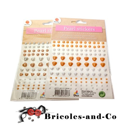 Cœur perle stickers lot  1 marron et 1 orange