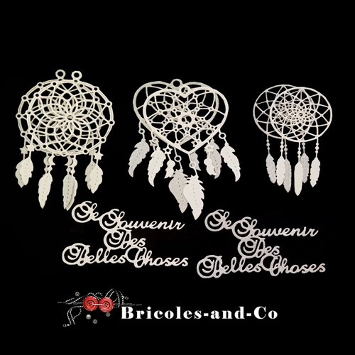 Lot indien  boho découpe b argenté et blanc 8pcs