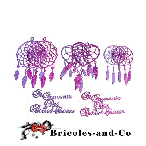 Lot indien  boho découpe b mauve 8pcs