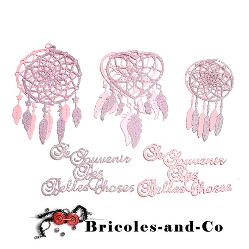 Lot indien  boho découpe b rose 8pcs