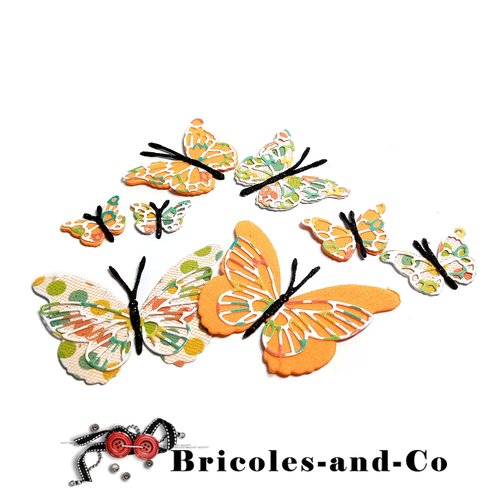 Papillon  orange découpe 8pcs
