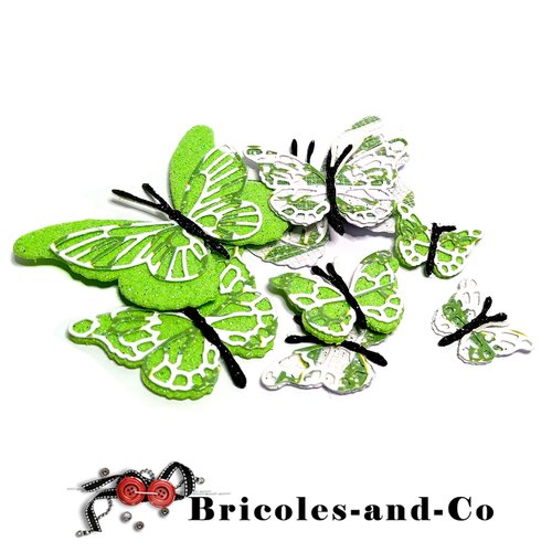Papillon  vert découpe 8pcs
