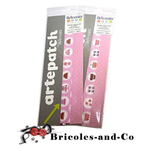 Papier artepatch cuisine rose gâteaux 4pcs