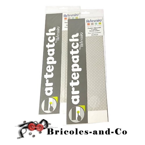 Papier artepatch gris pois blanc 2pcs