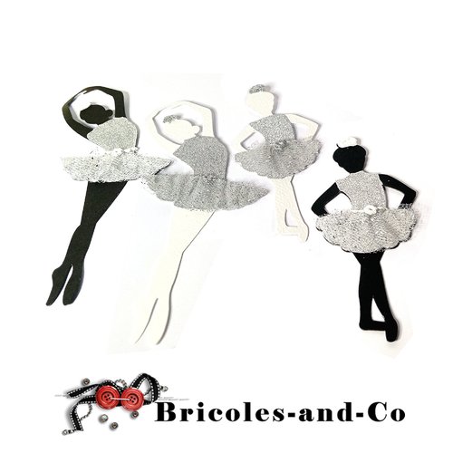 Danseuse  ballerine  découpe grande argenté 4pcs