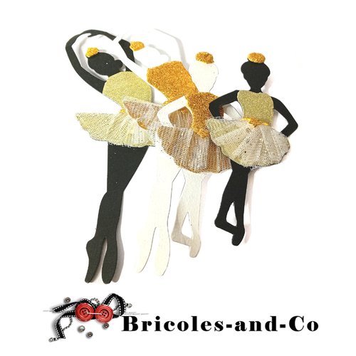 Danseuse  ballerine  découpe grande doré  4pcs