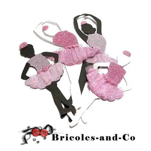 Danseuse  ballerine  découpe grande rose 4pcs