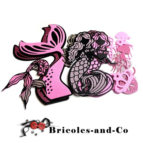 Sirène lot découpe  rose grande