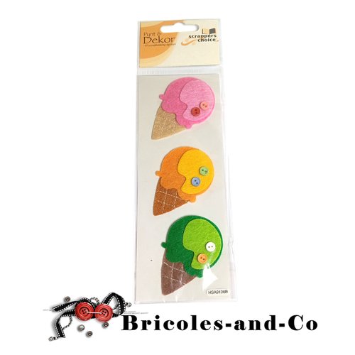 Glace cornet  feutrine 3pcs