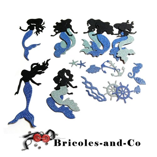 Sirène lot découpe  bleue 10pcs