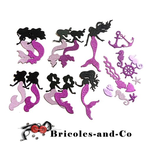 Sirène lot découpe mauve 10pcs