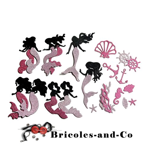 Sirène lot découpe rose  10pcs