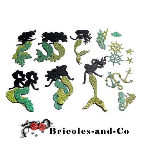 Sirène lot découpe verte  10pcs