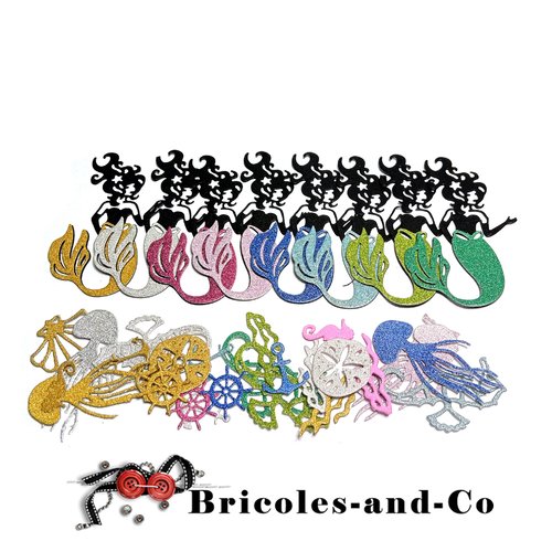 Sirène lot découpe couleurs 10pcs