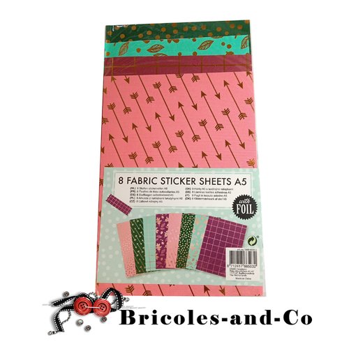 Tissus autocollant flèche  feuille carreaux et points