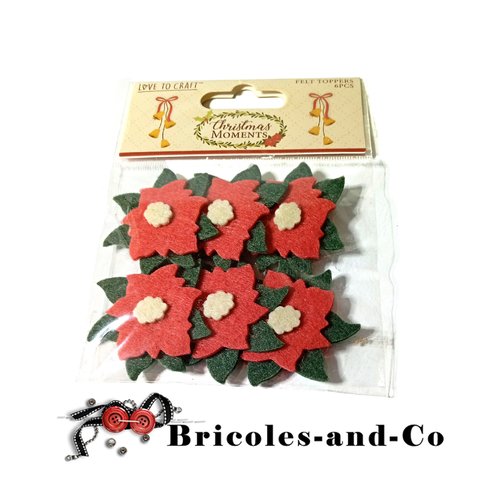 Noël poinsettia feutrine 6pcs