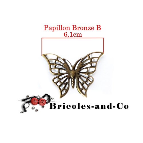 Papillon modèle b, embellissement,  charm ton bronze. largueur 6,1cm