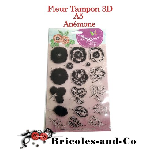 Fleur  tampon anémone 3d format a5  une planche  de 17pcs