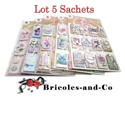 Sticker tag lot 5 planches. 12pcs par sachet
