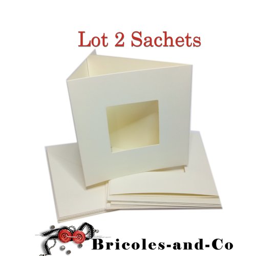 Carte carré  double avec ouverture beige et enveloppe  2lot de 5pcs