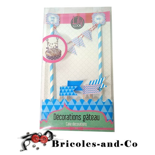 Décoration bleu anniversaire gâteau 6pcs