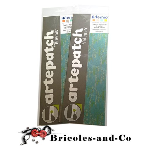 Papier artepatch bleu zen écriture  2pcs