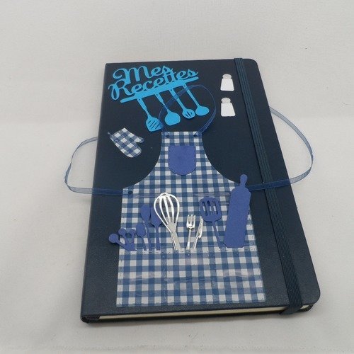 N°61 cahier de recettes bleu marine  vierge décorer pour mettre sur papier vos propres recettes 