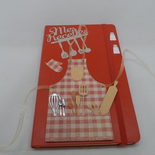N°61 cahier de recettes orange rouille  vierge décorer pour mettre sur papier vos propres recettes 