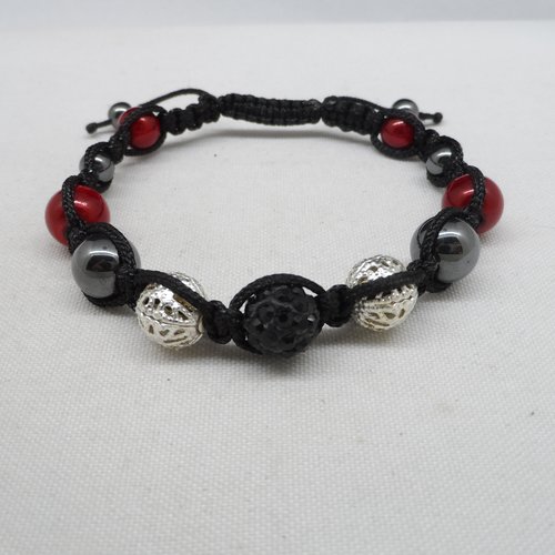 N°76 bracelet  shamballa perles strass noir cordelette noir n°52