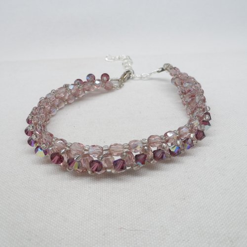 N°86 bracelet  en perle et cristal de swarovski violet h