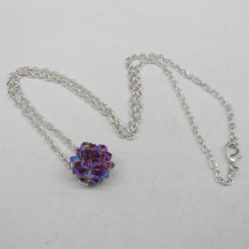 N°79 collier pendentif boule en cristal de swarovski violet n°2