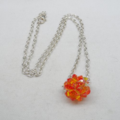 N°79 collier pendentif boule en cristal de swarovski orange n°10