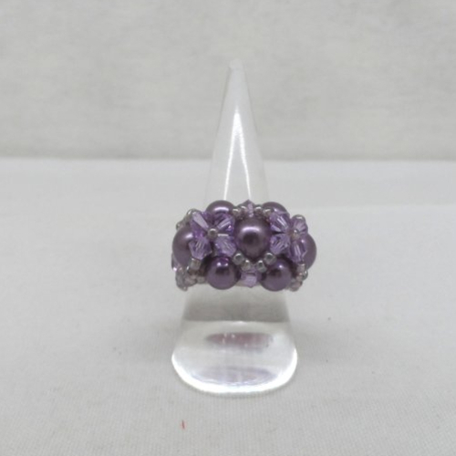 N°31 bague en cristal swarovski perles renaissance rocailles couleur violet 