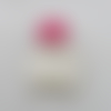 N°2  bonnet à pompon en laine blanche et rose  adorable couvre-œufs