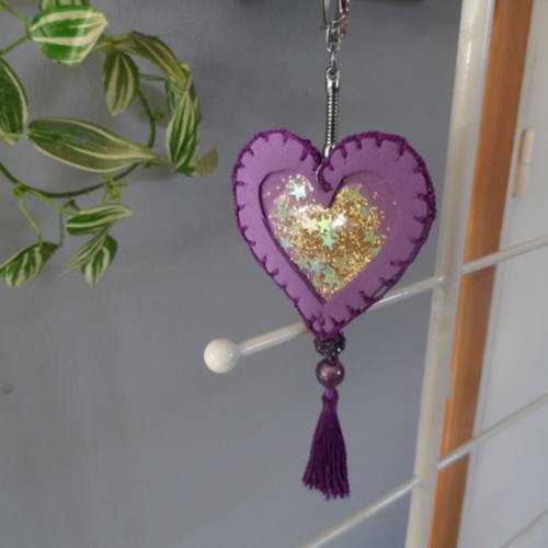 N°43 porte clé cœur violet en mousse pour saint valentin 