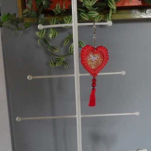 N°43 porte clé cœur rouge en mousse pour saint valentin 