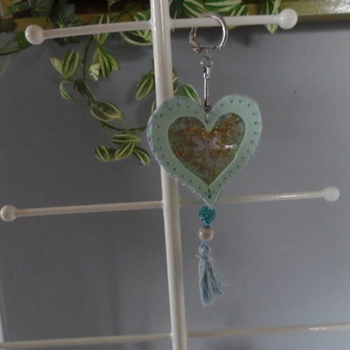 N°43 porte clé cœur bleu ciel en mousse pour saint valentin 