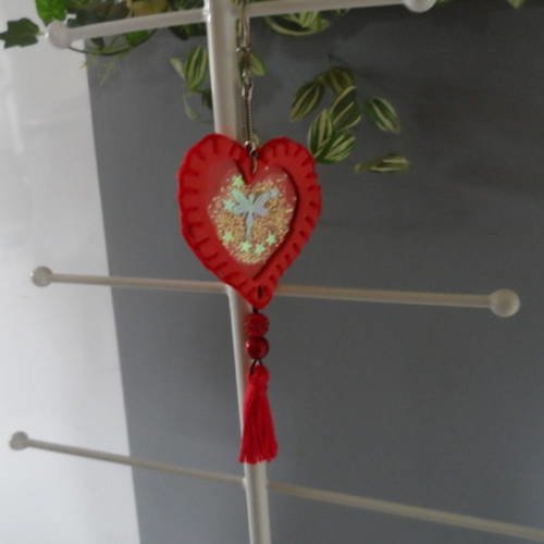 N°43 porte clé cœur orange  en mousse pour saint valentin 