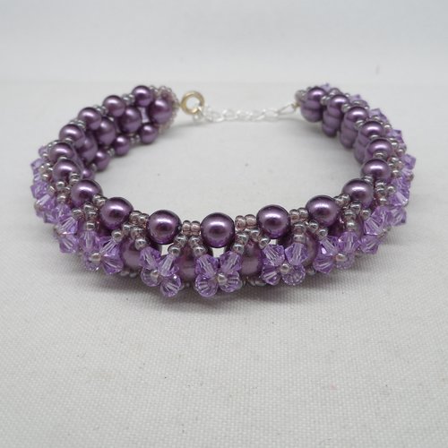 N°87 bracelet  en perle renaissances violettes et cristal de swarovski c