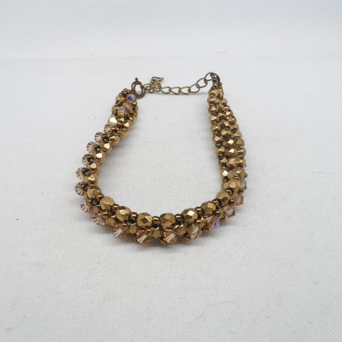 N°86 bracelet  en perle et cristal de swarovski cuivré f