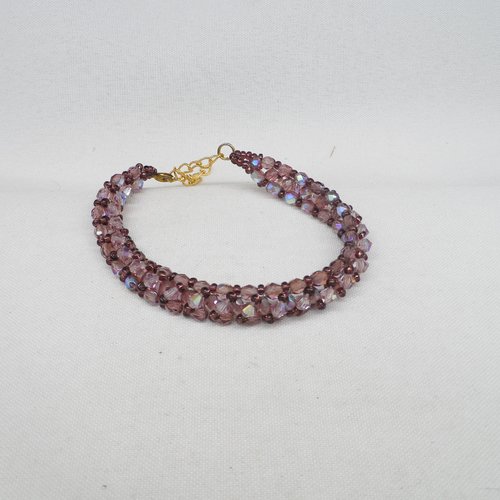 N°86 bracelet  en perle et cristal de swarovski violet g