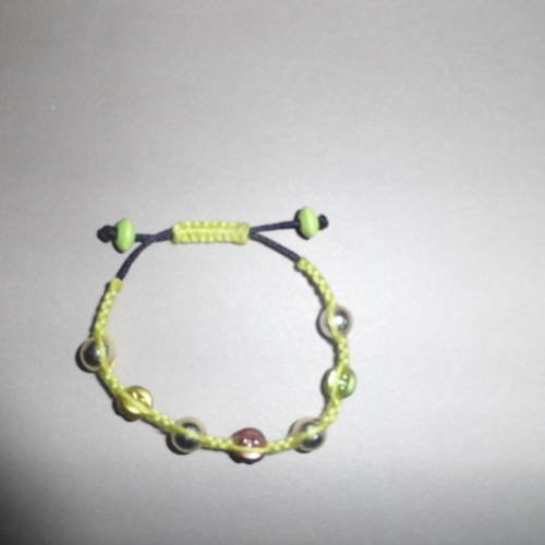 N°76 bracelet  shamballa vert anis enfant perles métal bronze doré vert anis n°26