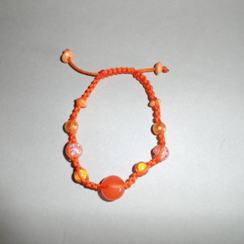 N°76 bracelet  shamballa perles magique nacré  brillant orange cordelette  adulte n°33