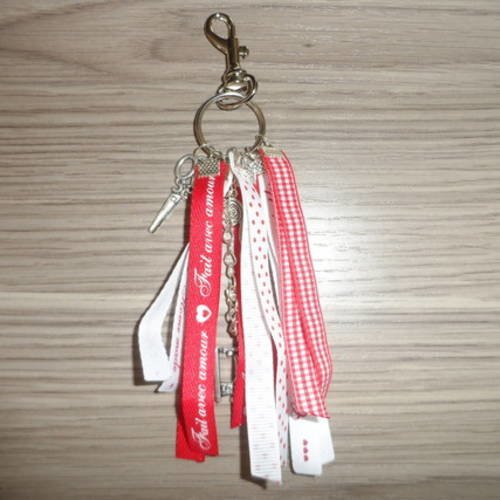 N° 48 porte-clés ou bijou de sac à rubans à messages et breloques n°1901