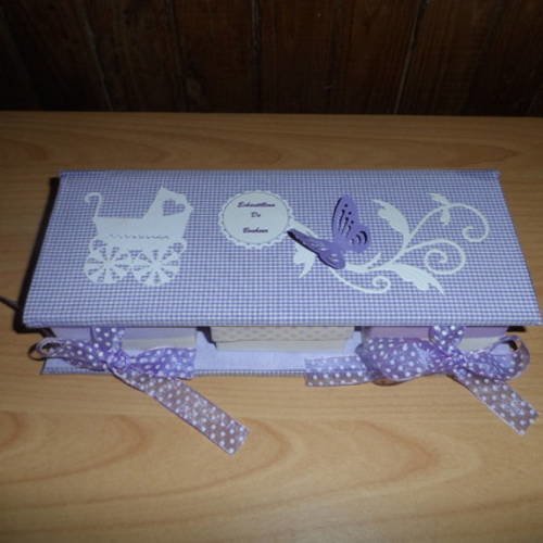 N°93 boite souvenirs de naissance bébé  violette mauve 
