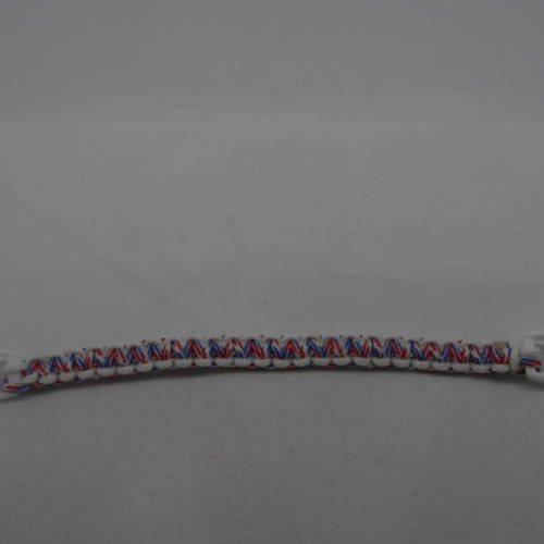 N°112 bracelet en para corde bleu blanc rouge clip attache blanc n°1
