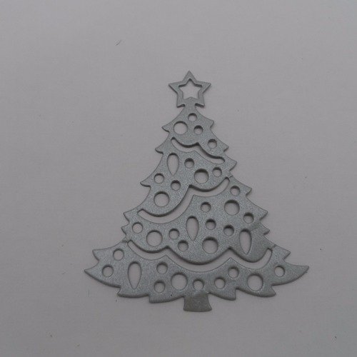 N°108 a sapin de noël avec étoile en papier   argenté gris mat  découpage