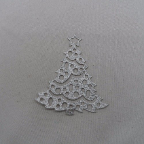 N°108 a sapin de noël avec étoile en papier  tapisserie argenté  découpage