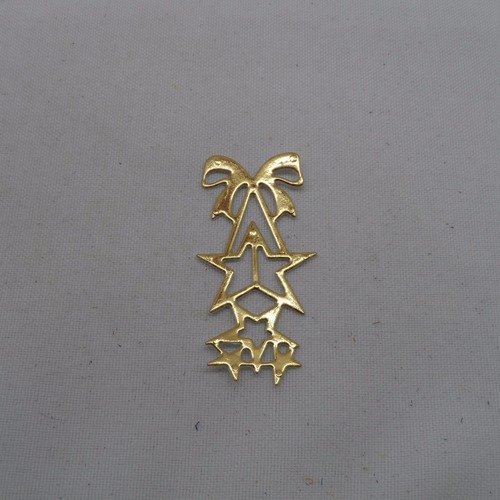 0 n°881  décoration de noël  nœud et étoiles en papier  doré   découpage  fin 