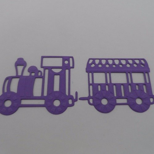 N°884 lot d'un train et d'un wagon  en papier violet   découpage fin et gaufrage